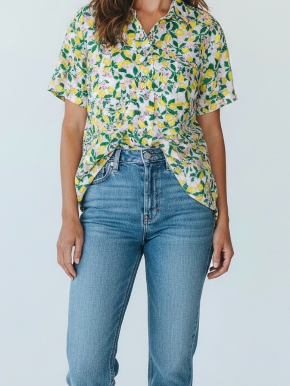 Cami NYC Lemon Floral Short-Sleeve Shirt